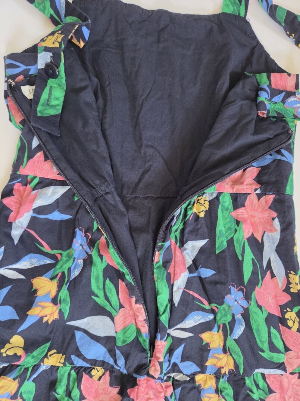 JCREW Floral Tiered Maxi Dress square neck adjustable straps 100% cotton sz S - Picture 5 of 10